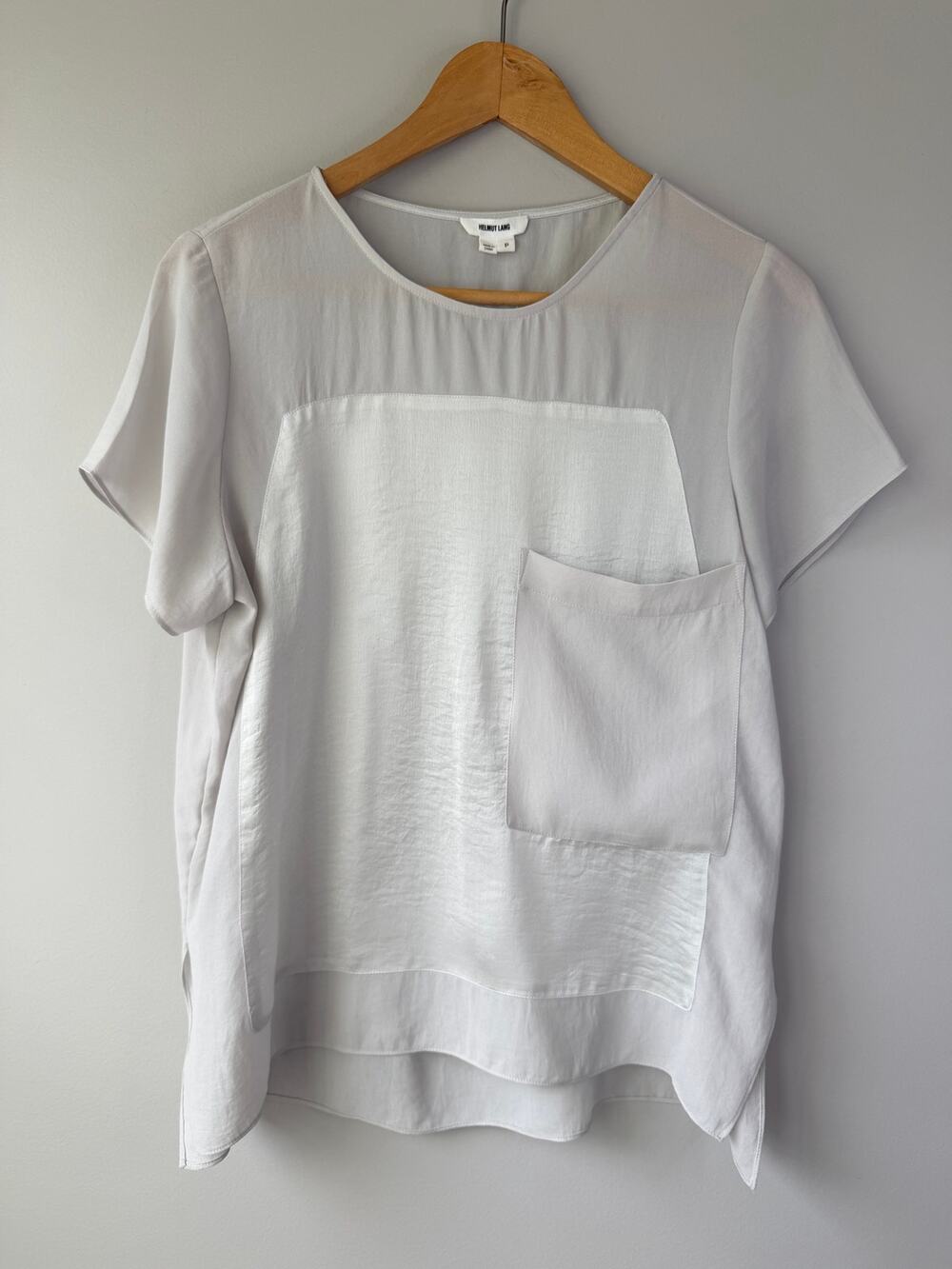 Helmut Lang Size XS Short Sleeve Boxy Blouse Gray Silver